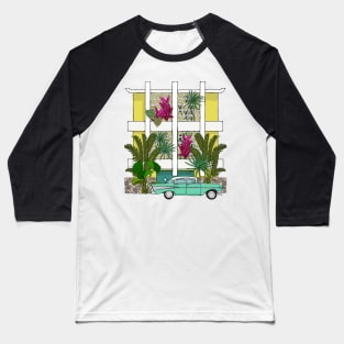 Mellow Yellow Breeze Block Apartments with Plants Baseball T-Shirt